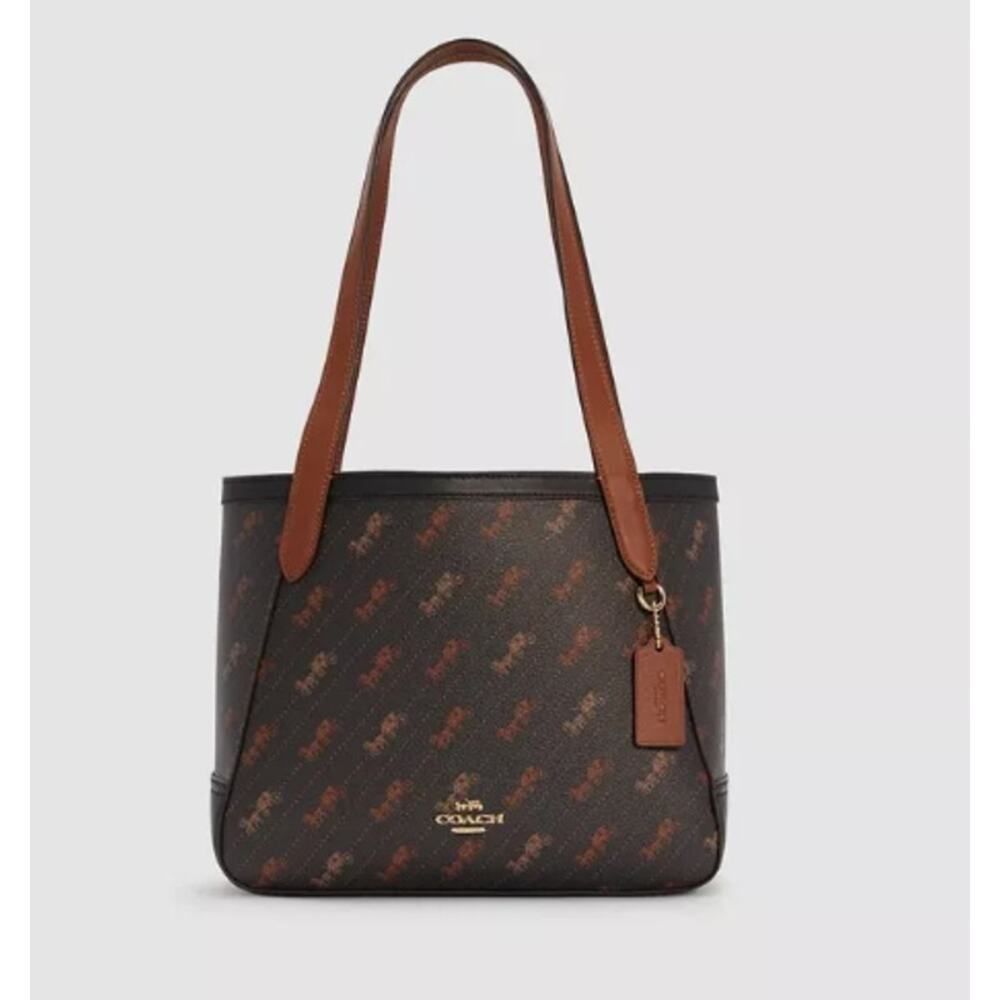 Coach Diagonal Print Horse and Carriage Tote 27 - Picture 1 of 9